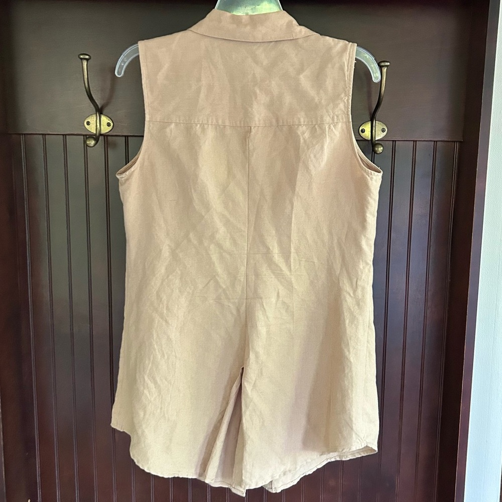 VALERIE STEVENS Y2K Brown Linen Button Tunic Tank 90s Lagenlook Minimalist Sz L - Picture 11 of 15
